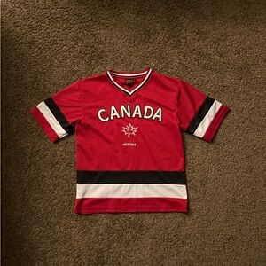 Canada Red Hockey Jersey Tee with Black & White Trim